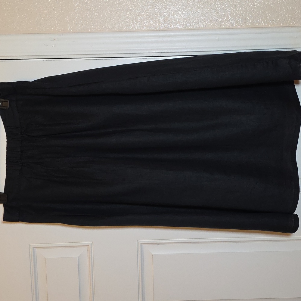 Reistor Black A-Line Sustainable Linen Overlap Midi Skirt - Large NWT - Picture 12 of 16